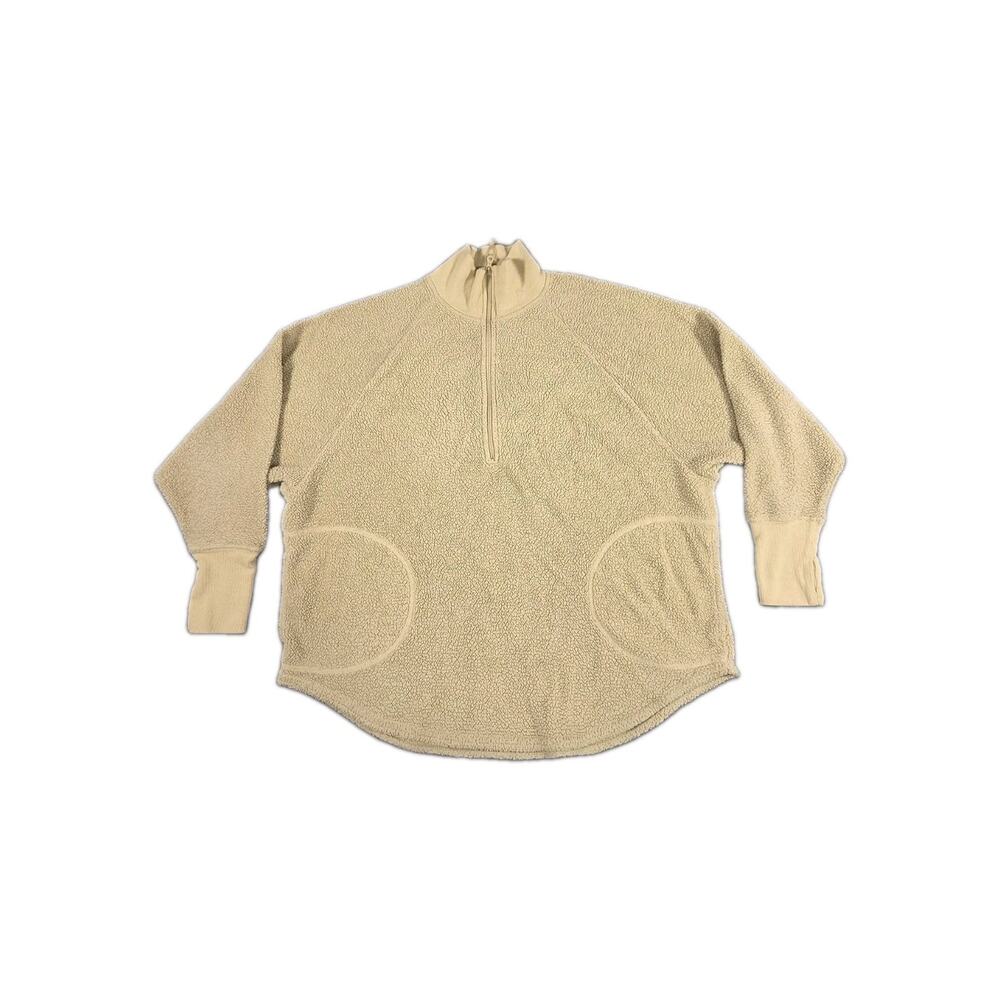 Offline By Aerie Long Sleeve Women's Sz M Mock Neck 1/2 Zip Fleece Tan Sweater